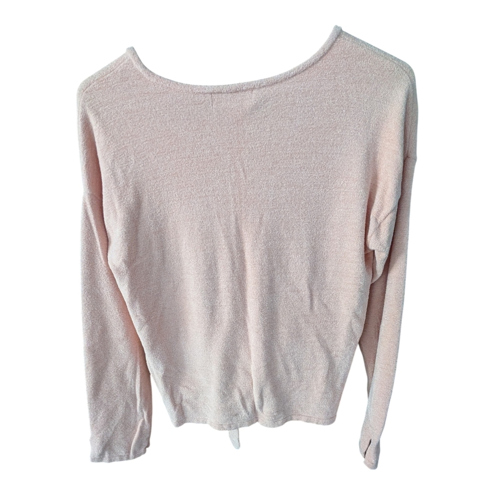 Barefoot Dreams Lght Pink Tie-Front Sweater Top - Picture 2 of 3